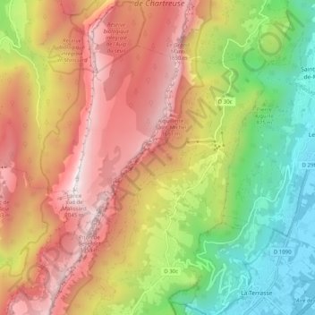Saint-Bernard topographic map, elevation, terrain