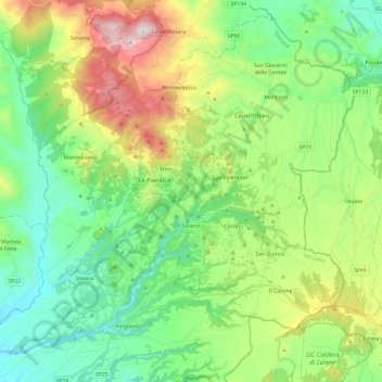 Sorano topographic map, elevation, terrain