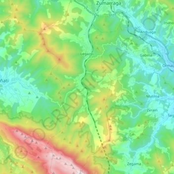 Legazpi topographic map, elevation, terrain