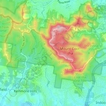 Mt Coot-tha Reserve topographic map, elevation, terrain