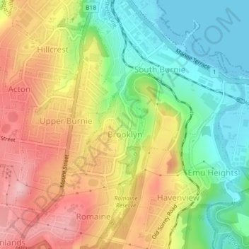 Brooklyn topographic map, elevation, terrain