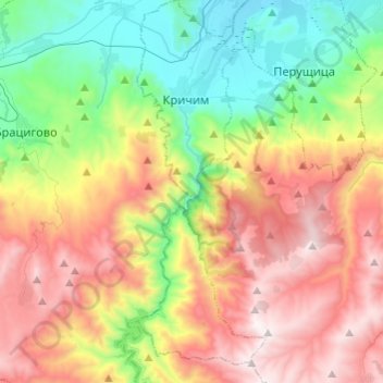 Krichim topographic map, elevation, terrain