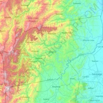 Ifugao topographic map, elevation, terrain