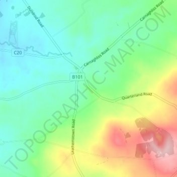 Dundrod topographic map, elevation, terrain