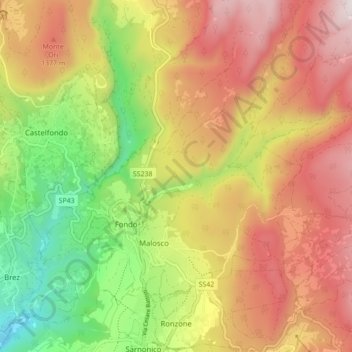 Ronzone topographic map, elevation, terrain