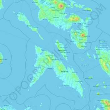 Masbate topographic map, elevation, terrain