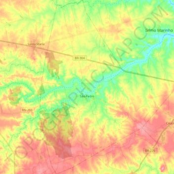 São Pedro topographic map, elevation, terrain