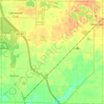 Dalton Township topographic map, elevation, terrain