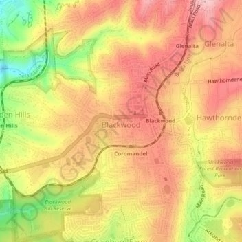 Blackwood topographic map, elevation, terrain