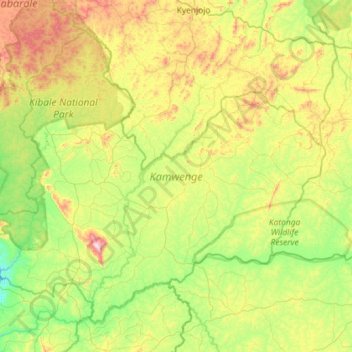 Kamwenge topographic map, elevation, terrain