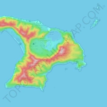 Raoul Island topographic map, elevation, terrain