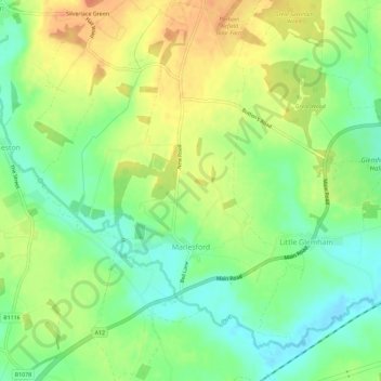 Marlesford topographic map, elevation, terrain