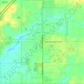 Cedar Springs topographic map, elevation, terrain