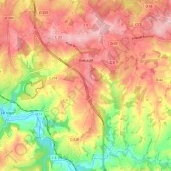 Boisseuil topographic map, elevation, terrain