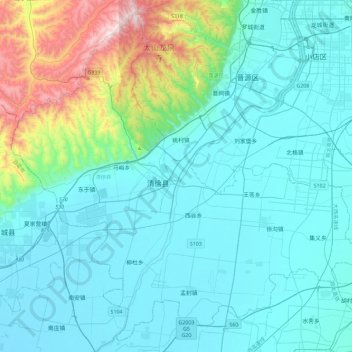 清徐县 topographic map, elevation, terrain