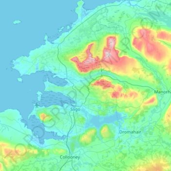 Sligo Municipal Borough District topographic map, elevation, terrain