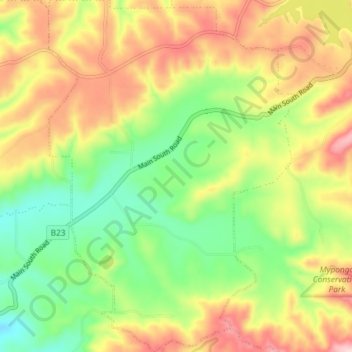 Wattle Flat topographic map, elevation, terrain