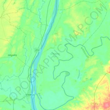 Nong Bok District topographic map, elevation, terrain