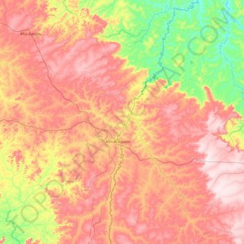 Santa Rita do Araguaia topographic map, elevation, terrain