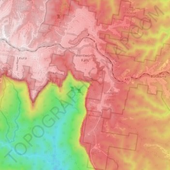 Wentworth Falls topographic map, elevation, terrain