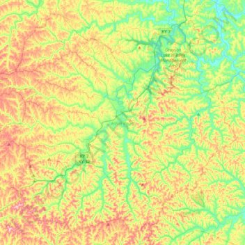 Elliott County topographic map, elevation, terrain