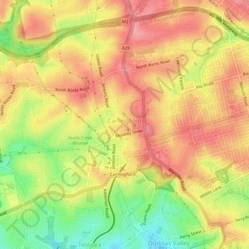 Carlingford topographic map, elevation, terrain