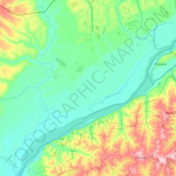 Taquarussu topographic map, elevation, terrain