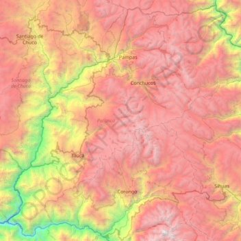 Pallasca topographic map, elevation, terrain