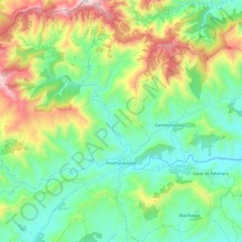Pinofranqueado topographic map, elevation, terrain