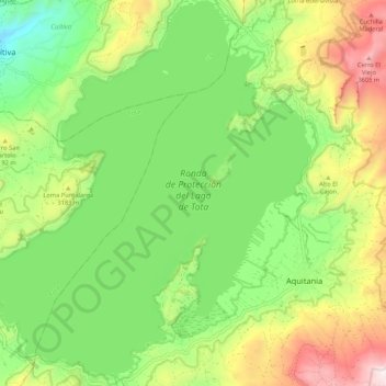 Laguna de Tota topographic map, elevation, terrain