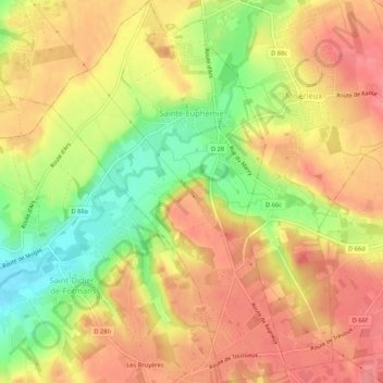 Sainte-Euphémie topographic map, elevation, terrain