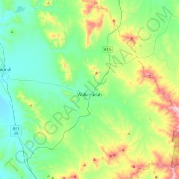 Wallabadah topographic map, elevation, terrain