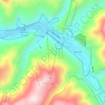 Red River topographic map elevation - Thumbnail