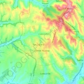 Fonte Nuova topographic map, elevation, terrain