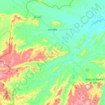 Jataúba topographic map, elevation, terrain