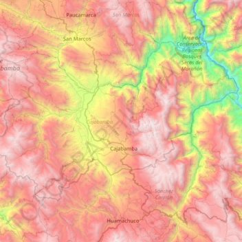 Cajabamba topographic map, elevation, terrain