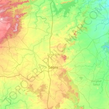 Seoni Tahsil topographic map, elevation, terrain