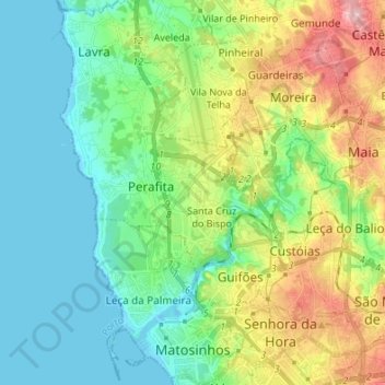 Matosiños topographic map, elevation, terrain