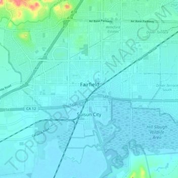 Suisun City topographic map, elevation, terrain