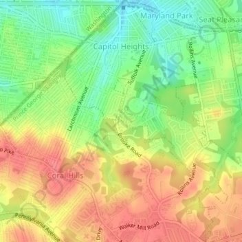 Capitol Heights topographic map, elevation, terrain