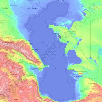 Caspian Sea topographic map, elevation, terrain