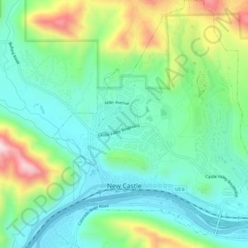 New Castle topographic map, elevation, terrain