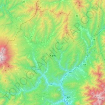 Kiso topographic map, elevation, terrain
