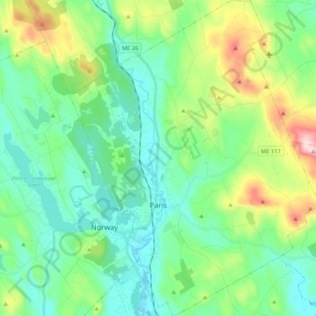 Paris topographic map, elevation, terrain