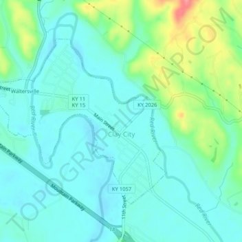 Clay City topographic map, elevation, terrain