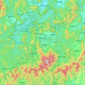 黄山区 topographic map, elevation, terrain