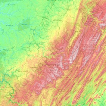 Monongahela National Forest topographic map, elevation, terrain