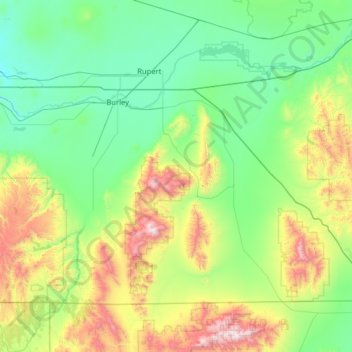 Cassia County topographic map, elevation, terrain