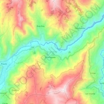 Guachapala topographic map, elevation, terrain