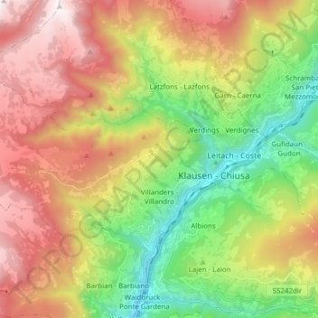 Villandro topographic map, elevation, terrain